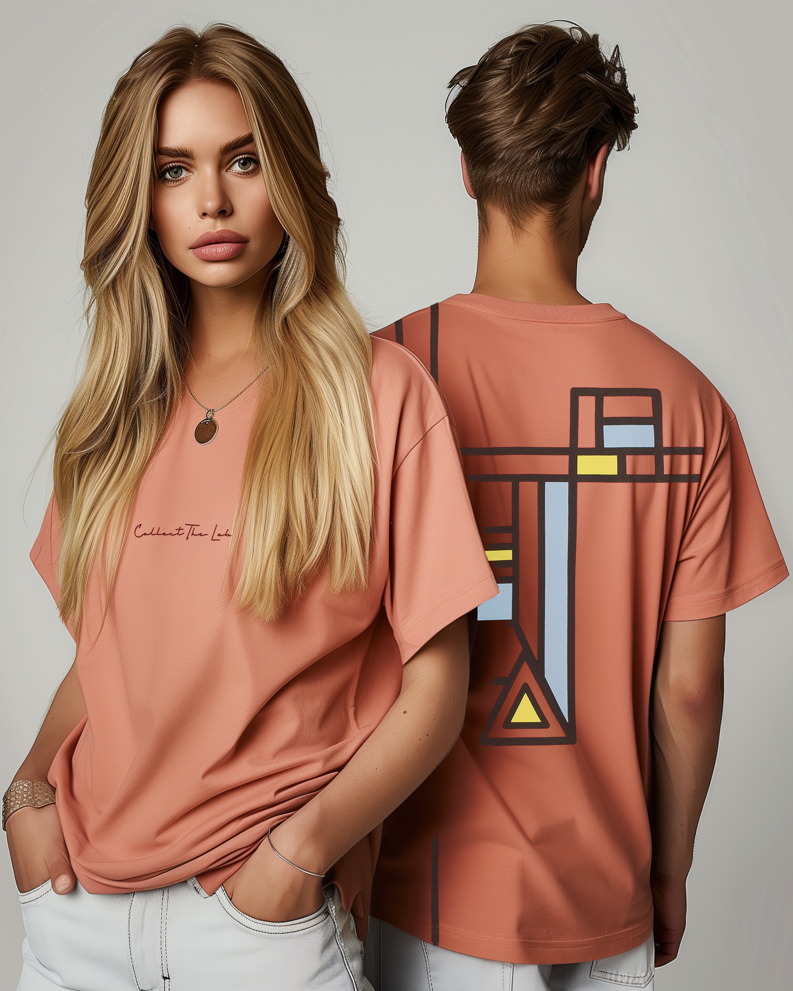 Abstract Grid T-shirt Neon Orange (SOLD OUT)